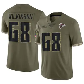 Limited Elijah Wilkinson Youth Atlanta Falcons 2022 Salute To Service Jersey - Olive