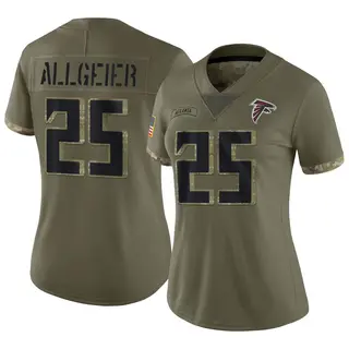 Limited Tyler Allgeier Women's Atlanta Falcons 2022 Salute To Service Jersey - Olive